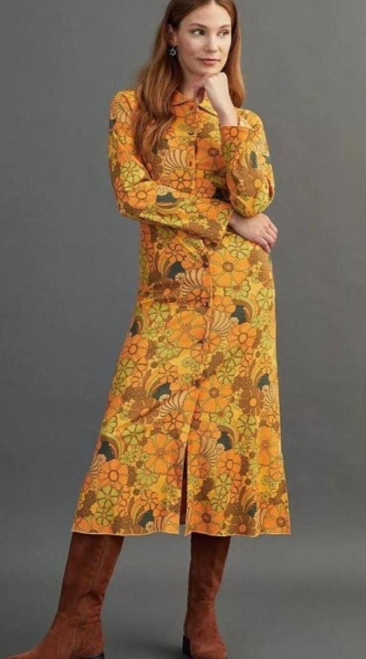 Damson Madder Dolly Psychedelic Midi Dress Size UK 8 / US 4